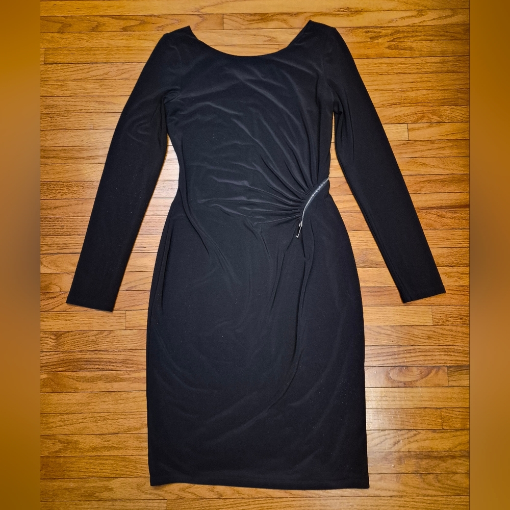 Lauren Ralph Lauren Black Stretch Zipper Dress